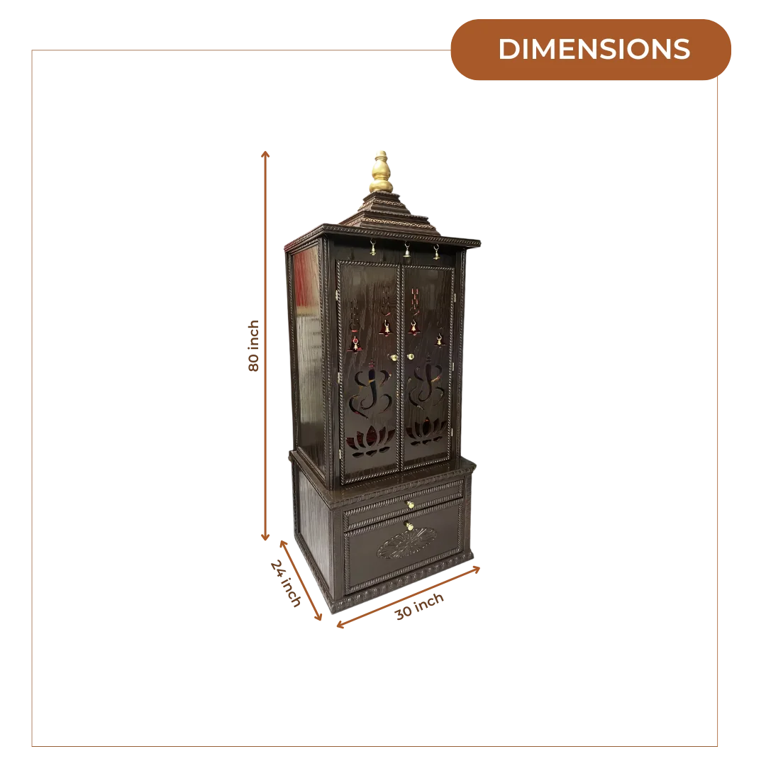 Vimalam Teak Wood Mandap (Dark Brown) dimensions