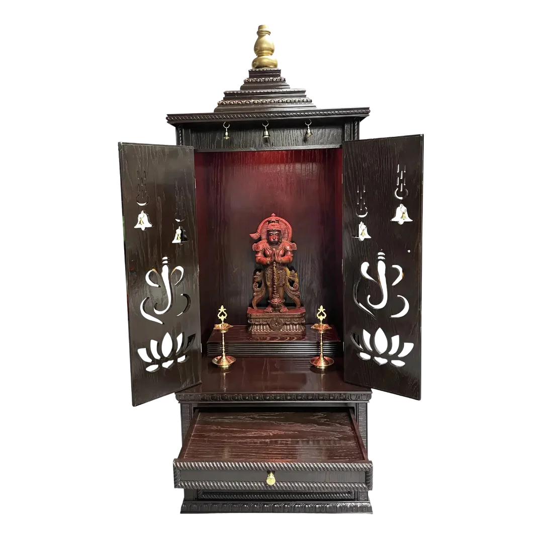 Vimalam Teak Wood Mandap (Dark Brown) open door view