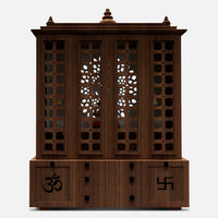 Vishesh Teak Wood Mandir (Brown) front view 