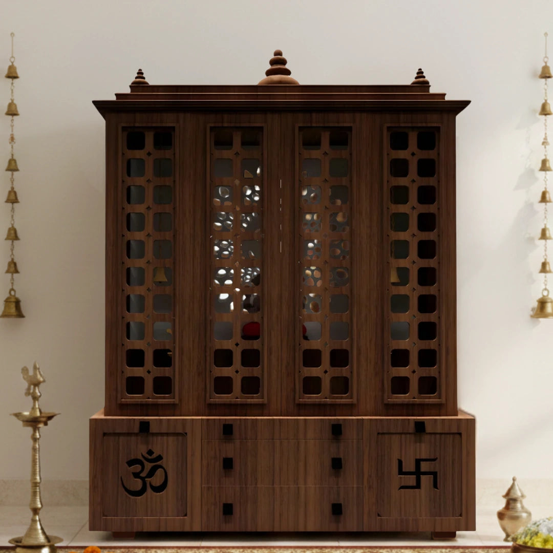 Vishesh Teak Wood Mandir (Brown) lifestyle image 