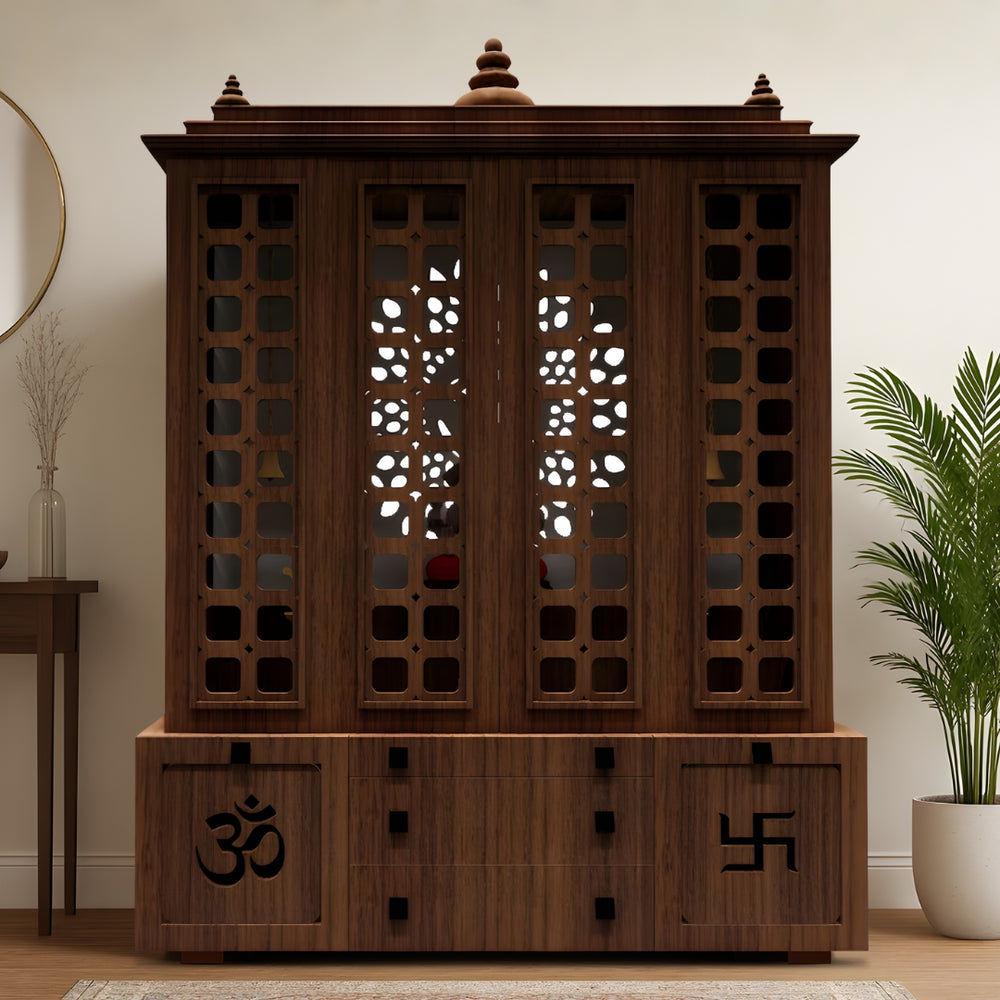 Vishesh Teak Wood Mandir (Brown) lifestyle view 