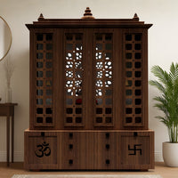 Vishesh Teak Wood Mandir (Brown) lifestyle view 