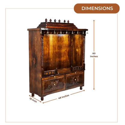 Vishranti Sheesham Wood Mandir (Teak) Dimensions