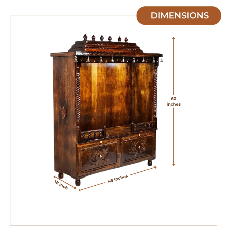 Vishranti Sheesham Wood Mandir (Teak) Dimensions