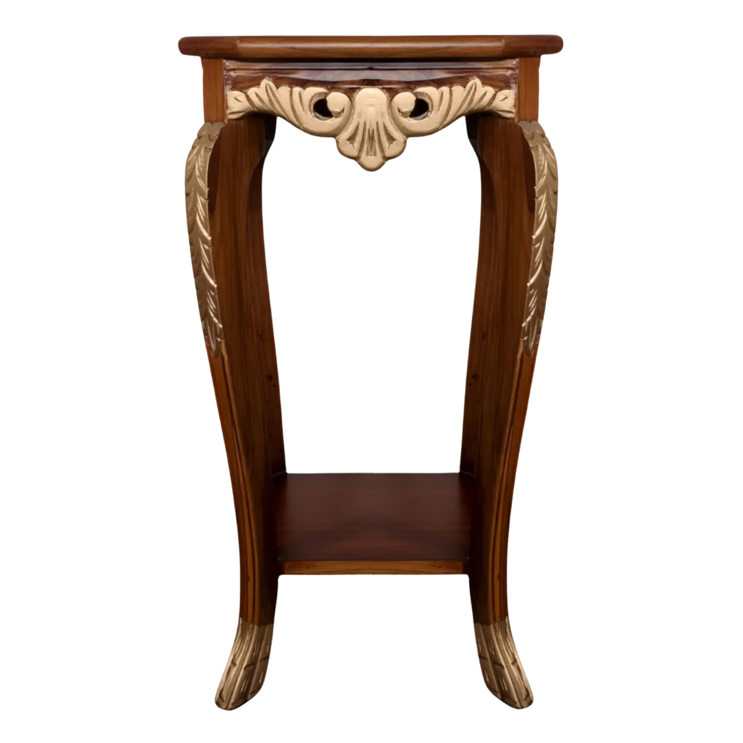 Vista Teak Wood Planter Table Front View (Teak)