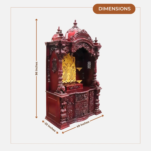 Vivaan Teak Wood Mandap (Cherry) dimensions 