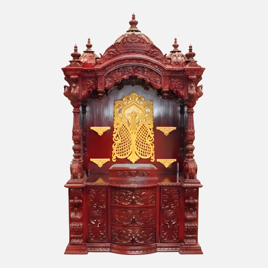 Vivaan Teak Wood Mandap (Cherry) front view