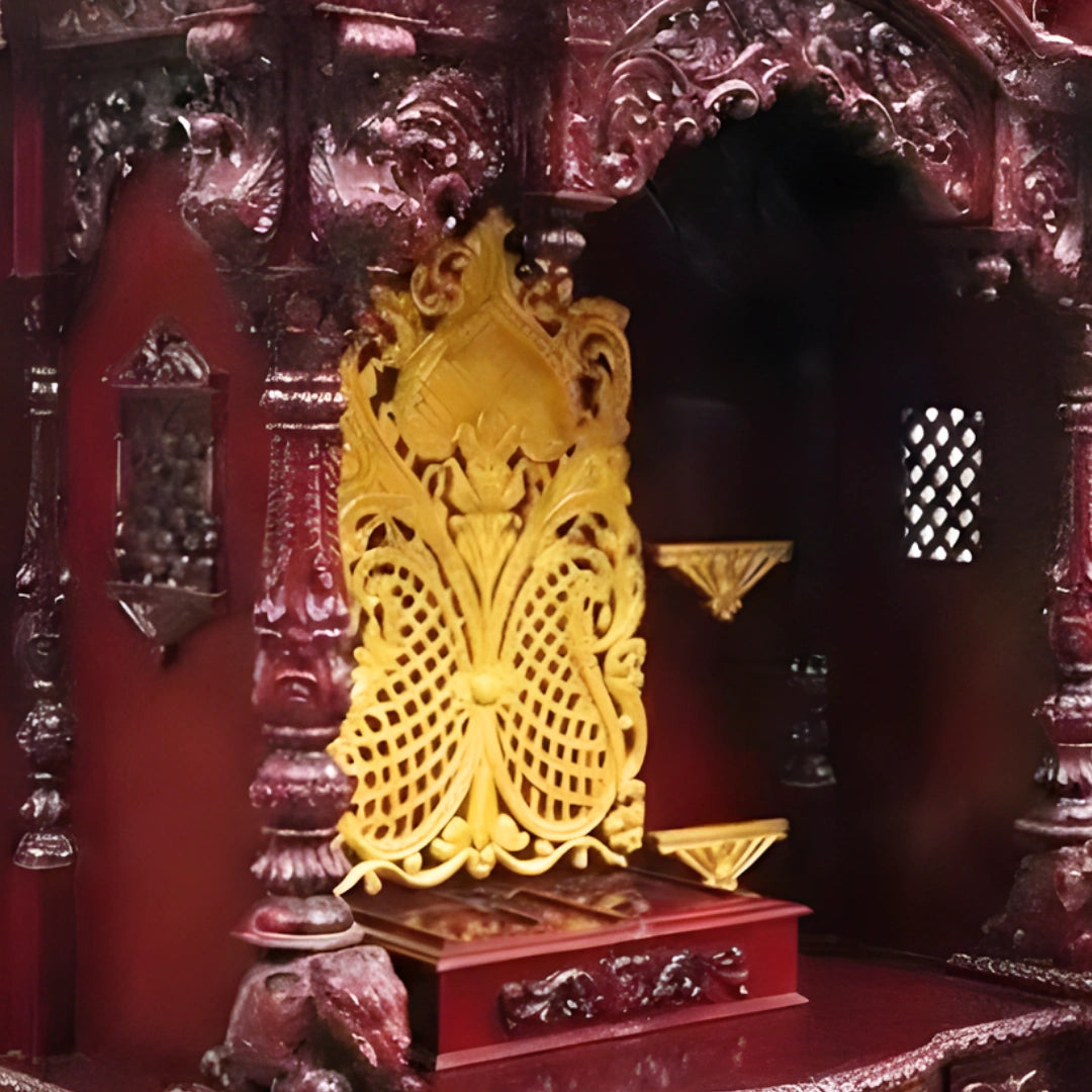 Vivaan Teak Wood Mandap (Cherry) open pooja area