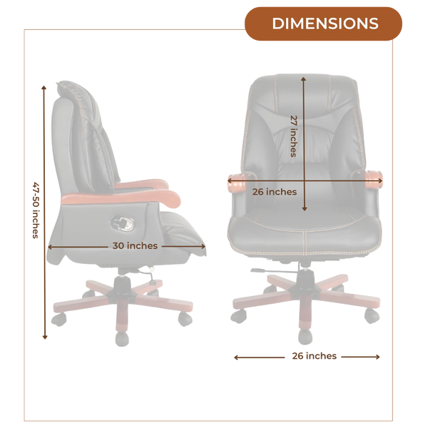 Voila Big and Tall Recliner Office Executive Chair (Black) Dimensions