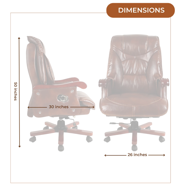 Voila Big and Tall Recliner Office Executive Chair (Brown) Dimensions