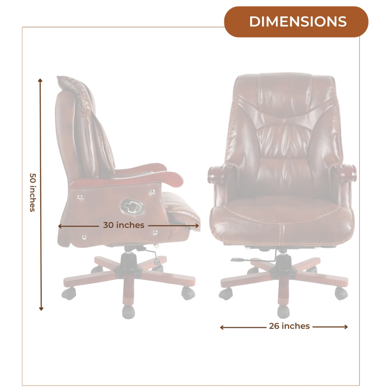 Voila Big and Tall Recliner Office Executive Chair (Brown) Dimensions