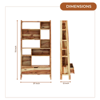 Volumo Wood Book Shelf (Teak) dimensions