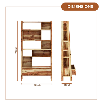Volumo Wood Book Shelf (Teak) dimensions