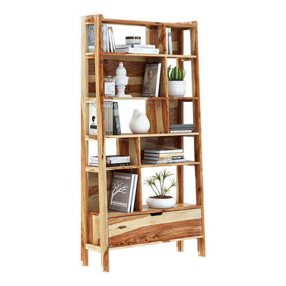 Volumo Wood Book Shelf (Teak) side angle