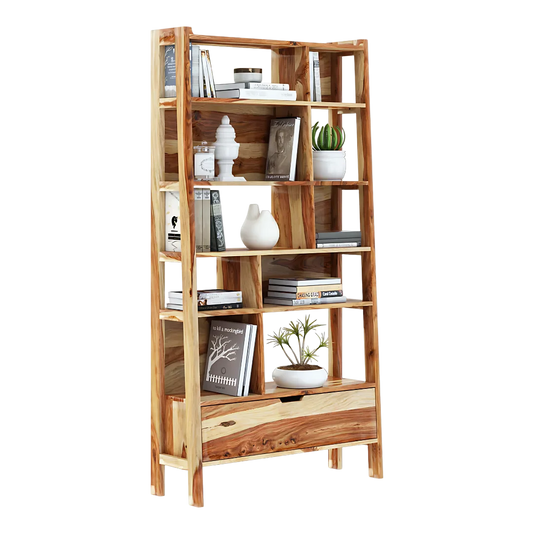 Volumo Wood Book Shelf (Teak) side angle