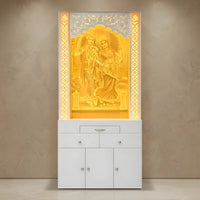 Vrindika Wooden Corian Mandir (White) lifestyle view 