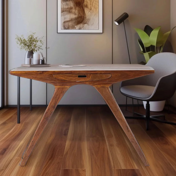 Vritta Solid Wood Writing Table (Teak) lifestyle view
