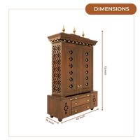Vrittika Teak Wood Pooja Mandap with Door (Teak) Dimensions