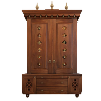 Vrittika-Teak-Wood-Pooja-Mandap-with-Door-Teak-Front-View