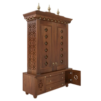 Vrittika Teak Wood Pooja Mandap with Door (Teak) side angle
