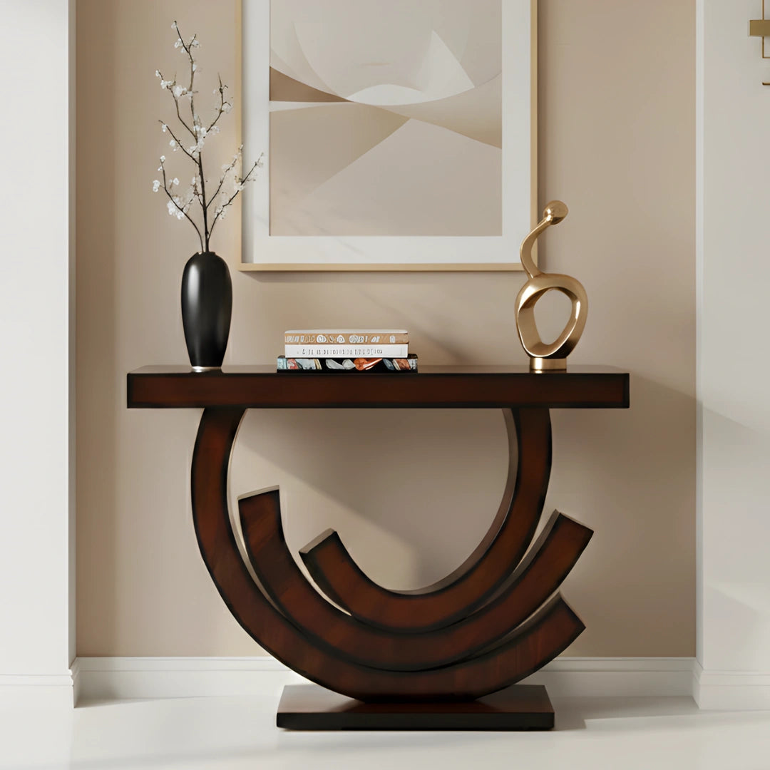Warc Solid Wood Console Table (Brown) lifestyle image 