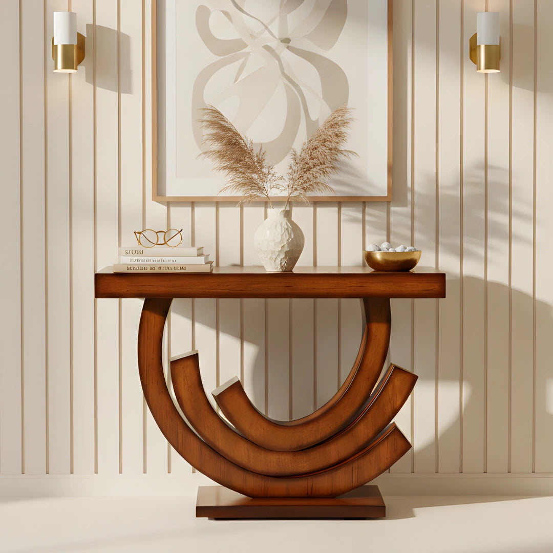 Warc Solid Wood Console Table (Teak) lifestyle image