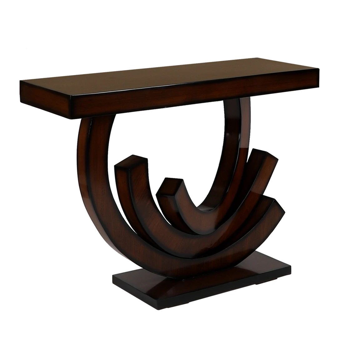 Warc Solid Wood Console Table in Brown color 45° side view
