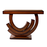 Warc Solid Wood Console Table in Teak color back view