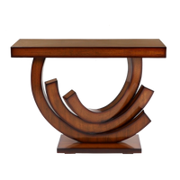 Warc Solid Wood Console Table in Teak color front view