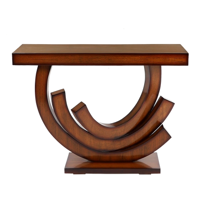 Warc Solid Wood Console Table in Teak color front view