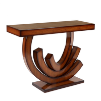 Warc Solid Wood Console Table in Teak color 45° side view