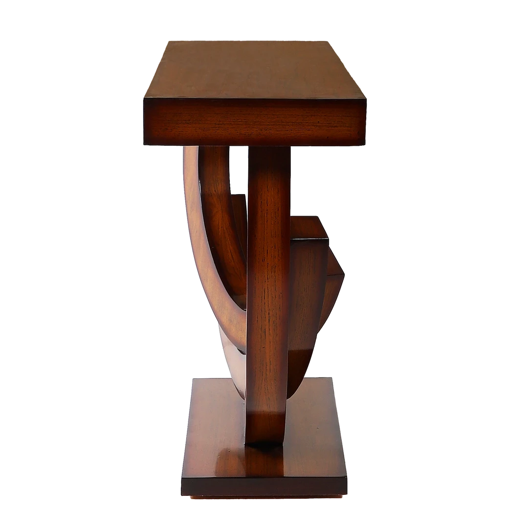 Warc Solid Wood Console Table in Teak color side view
