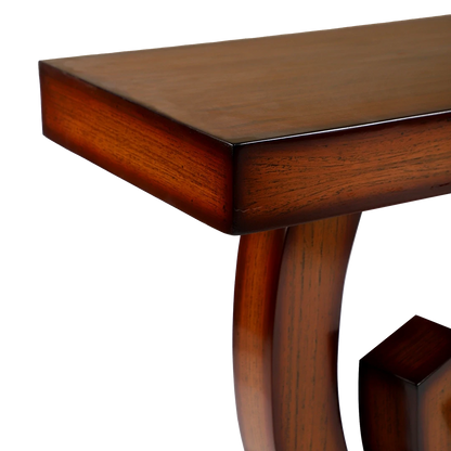 Warc Solid Wood Console Table in Teak color zoom view