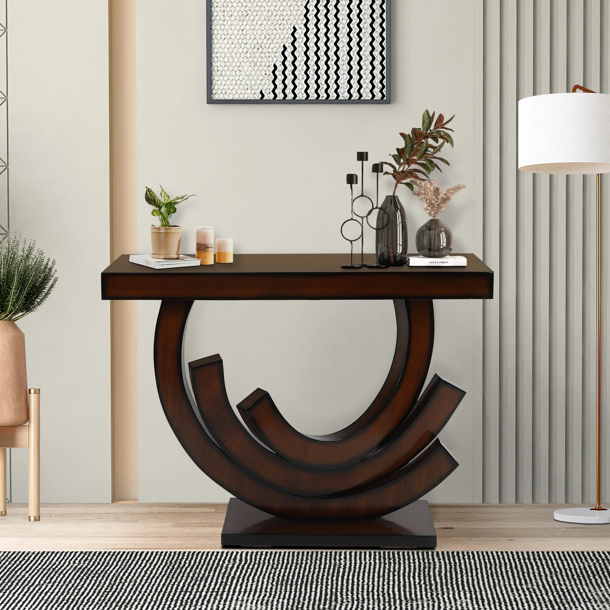 Warc Solid Wood Console Table lifestyle view