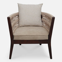 Wicker Teak Wood Bedroom Chair (Brown) Front view 
