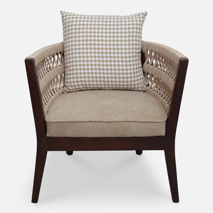 Wicker Teak Wood Bedroom Chair (Brown) Front view 