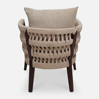 Wicker Teak Wood Bedroom Chair (Brown) back view 