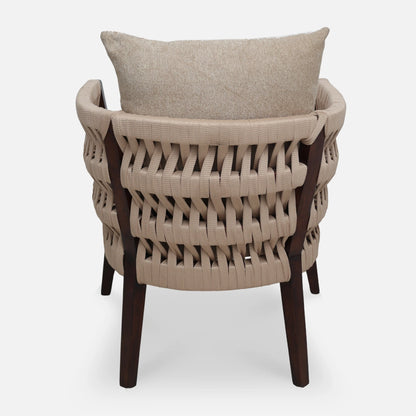 Wicker Teak Wood Bedroom Chair (Brown) back view 