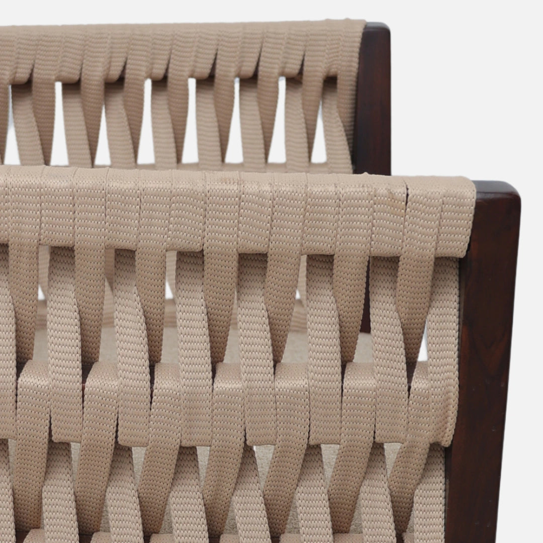 Wicker Teak Wood Bedroom Chair (Brown) close view 