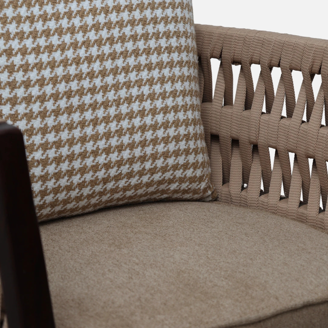 Wicker Teak Wood Bedroom Chair (Brown) zoom view 