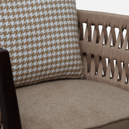 Wicker Teak Wood Bedroom Chair (Brown) zoom view 