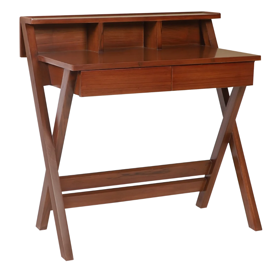 Wisdom Solid Wood Writing Table (Teak) Side Angle