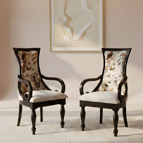 Wlipsy Solid Wood Fabric Arm Chairs (Brown)