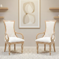 Wlipsy Solid Wood Fabric Arm Chairs (Teak Gold) lifestyle image 