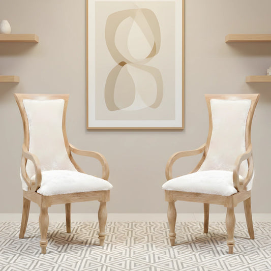 Wlipsy Solid Wood Fabric Arm Chairs (Teak Gold) lifestyle image 