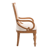 Wlipsy Solid Wood Fabric Wooden Arm Chairs in Teak Gold color Side view