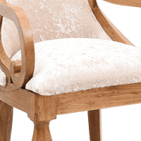 Wlipsy Solid Wood Fabric Wooden Arm Chairs in Teak Gold color Zoom view on cushion