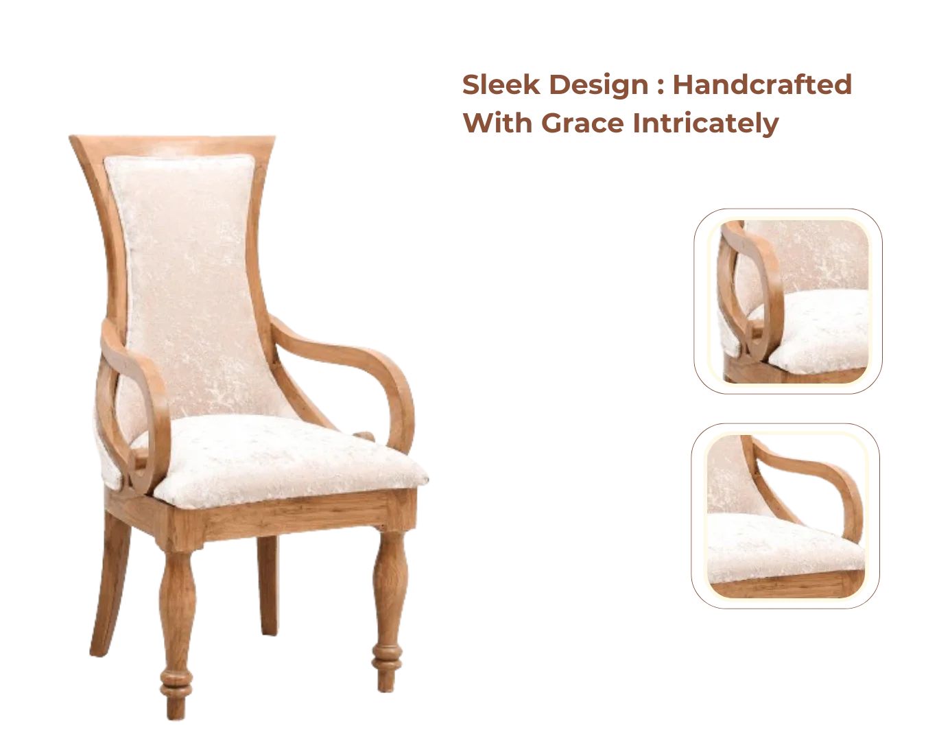 Wlipsy Solid Wood Fabric Arm Chairs (Teak Gold) Product Showcase