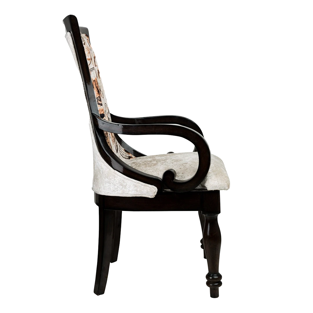 Wlipsy Solid Wood Fabric Wooden Arm Chairs Brown side view 
