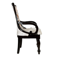 Wlipsy Solid Wood Fabric Wooden Arm Chairs Brown side view 